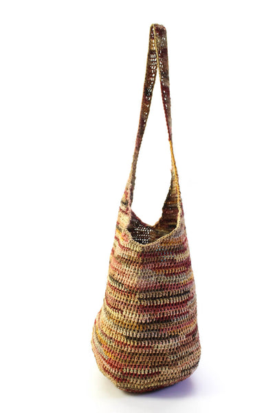 Helen Kaminski Womens Woven Raffia Hobo Bucket Shoulder Bag Handbag Multicolor