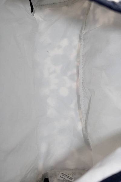 LeSportsac Womens Floral Print Nylon Messenger Shoulder Bag Handbag Navy White