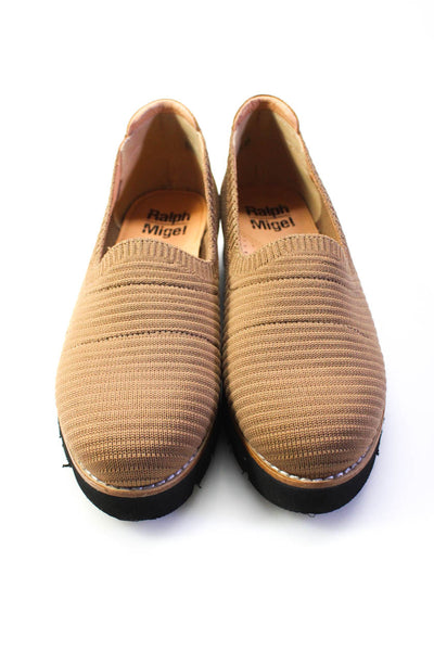 Ralph Migel Womens Slip On Wedge Heel Knit Loafers Brown Black Size 37