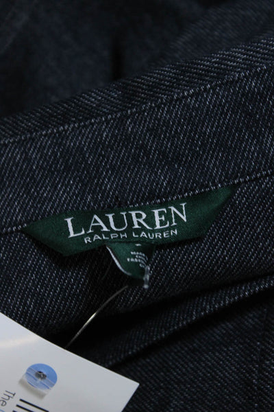 Lauren Ralph Lauren Womens Cotton Buttoned Collared Long Sleeve Dress Blue Size