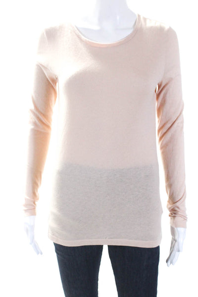 Equipment Femme Womens Round Neck Long Sleeve Pullover T-Shirt Orange Size XS