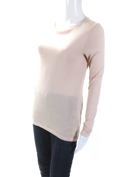 Equipment Femme Womens Round Neck Long Sleeve Pullover T-Shirt Orange Size XS