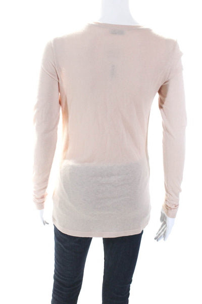 Equipment Femme Womens Round Neck Long Sleeve Pullover T-Shirt Orange Size XS