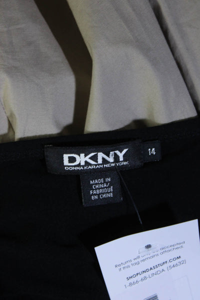 DKNY Womens Color Block Jersey Poplin Tank Sheath Dress Black Beige Size 14