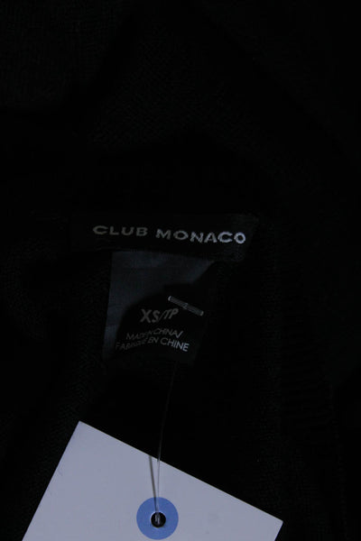 Club Monaco Womens Satin Hem Side Split Long Sleeve Sweater Dress Black Navy XS