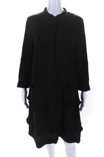 COS Womens Long Sleeves Button Down Tiered Shirt Dress Black Size 10