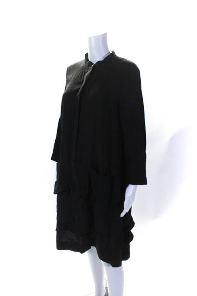 COS Womens Long Sleeves Button Down Tiered Shirt Dress Black Size 10