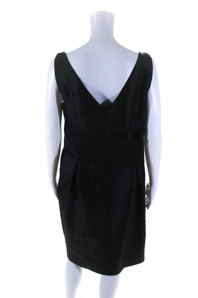 Kiton Womens V Neck Bow Waist Sleeveless Dress Black Cotton Blend Size EUR 48