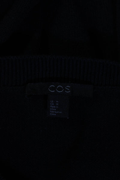 COS Womens Flare Sleeves Crew Neck Pullover Sweater Black Wool Size Medium