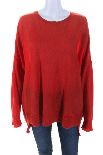 Eileen Fisher Womens Long Sleeves Crew Neck Sweater Red Wool Blend Size Large