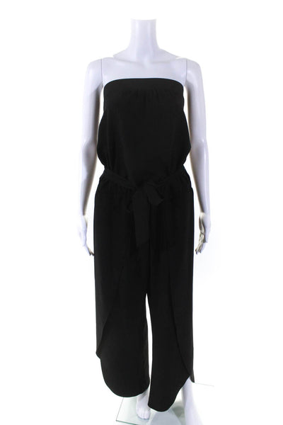 Drew Womens Strapless Belted High Rise Wide Leg Jumpsuit Black Size Large