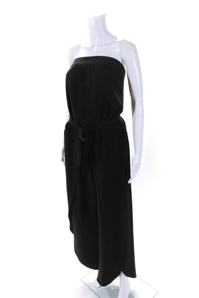 Drew Womens Strapless Belted High Rise Wide Leg Jumpsuit Black Size Large