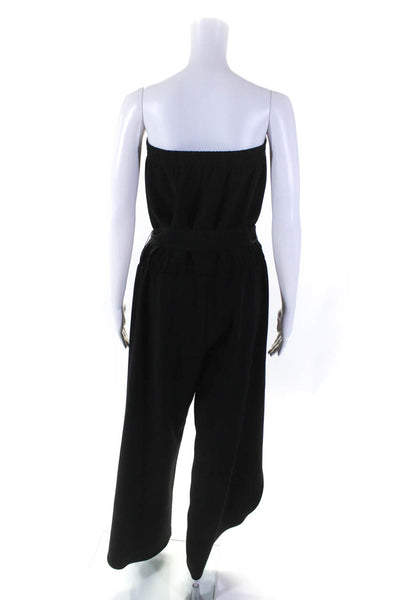 Drew Womens Strapless Belted High Rise Wide Leg Jumpsuit Black Size Large