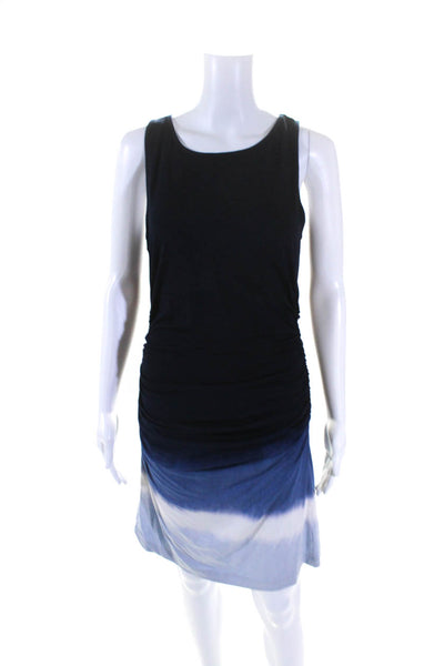 Athleta Womens Ruched Tie Dye Jersey Tank Sheath Dress Navy Blue Size Medium