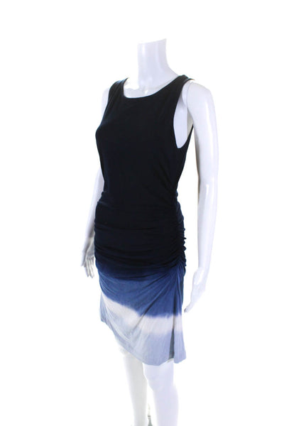 Athleta Womens Ruched Tie Dye Jersey Tank Sheath Dress Navy Blue Size Medium