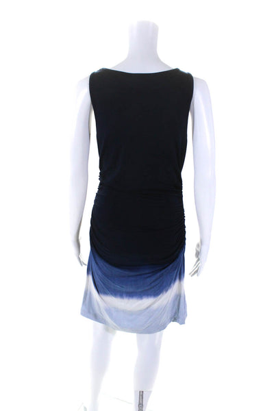 Athleta Womens Ruched Tie Dye Jersey Tank Sheath Dress Navy Blue Size Medium