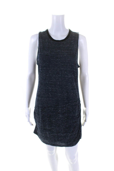 Bella Luxx Womens Ruched Jersey Sleeveless Mini Sheath Dress Navy Size Large