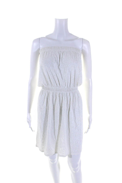 Lisa Curran Womens Elastic Mesh A Line Cover Up Dress White Size Medium