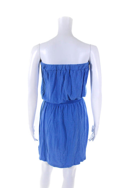 Ekyog Womens Elastic Strapless Jersey Mini Sheath Dress Blue Size Small