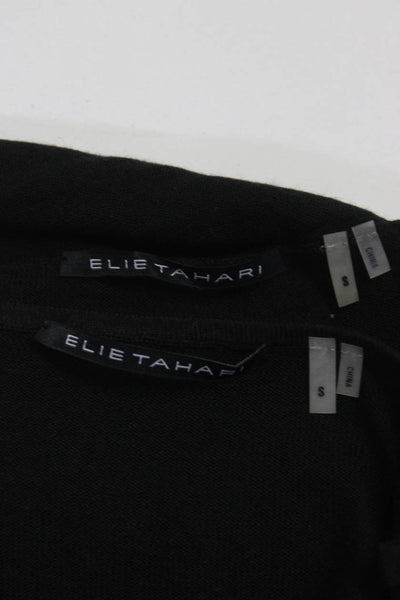 Elie Tahari Womens Plunge Neck Surplice Sweater Lace Cami Set Black Size Small