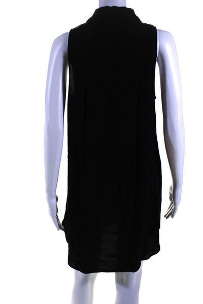 Reformation Womens Sleeveless Collared Knee Length Shift Dress Black Size 2