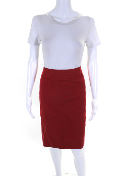 Akris Punto Womens Back Zip Knee Length Pencil Skirt Red Cotton Size 12