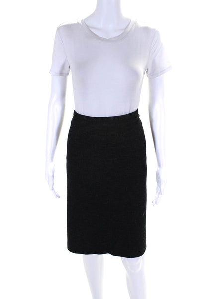 Armani Collezioni Womens Back Zip Knee Length Pencil Skirt Black Gray Size 14