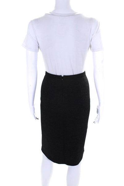 Armani Collezioni Womens Back Zip Knee Length Pencil Skirt Black Gray Size 14