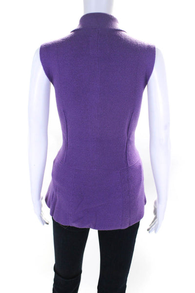 Bryan Bradley Womens Button Up Collared Merino Wool Sweater Vest Purple Medium