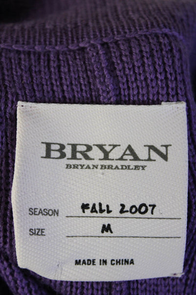 Bryan Bradley Womens Button Up Collared Merino Wool Sweater Vest Purple Medium