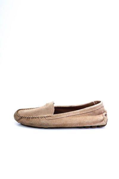 Coach Womens Suede Top Stitched Slip On Loafers Drivers Light Tan Size 10B