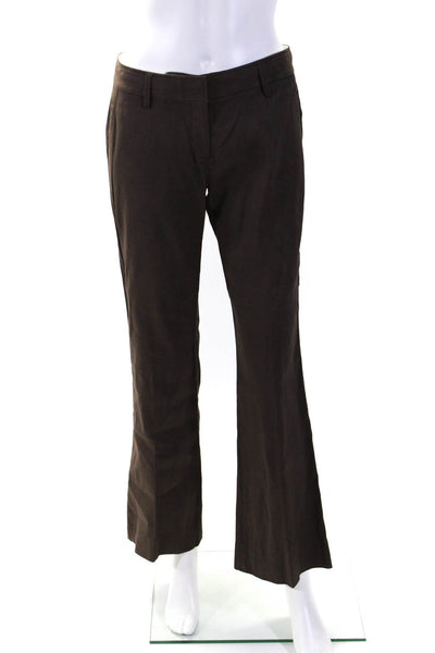 Elie Tahari Womens Zipper Fly High Rise Pleated Flare Leg Pants Brown Size 2