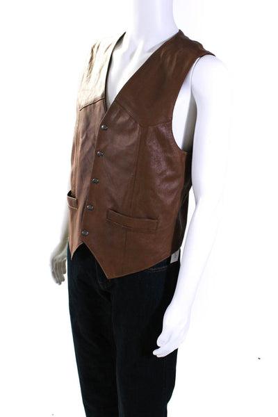 Scully Mens Leather Button Down Cowboy Vest Brown Size Medium