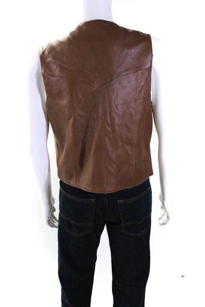 Scully Mens Leather Button Down Cowboy Vest Brown Size Medium