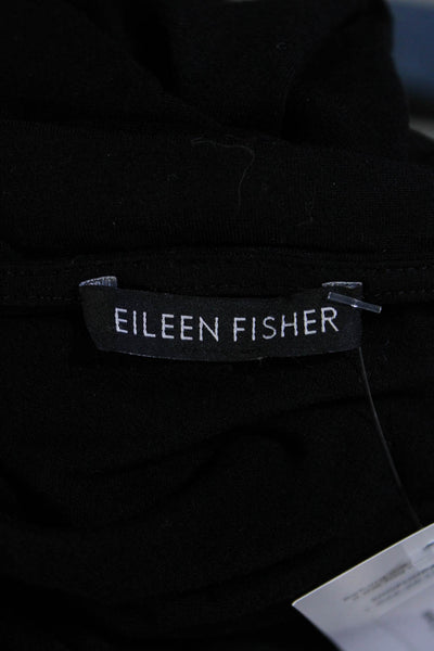 Eileen Fisher Womens Black Round Neck Short Sleeve A-Line Dress Size L