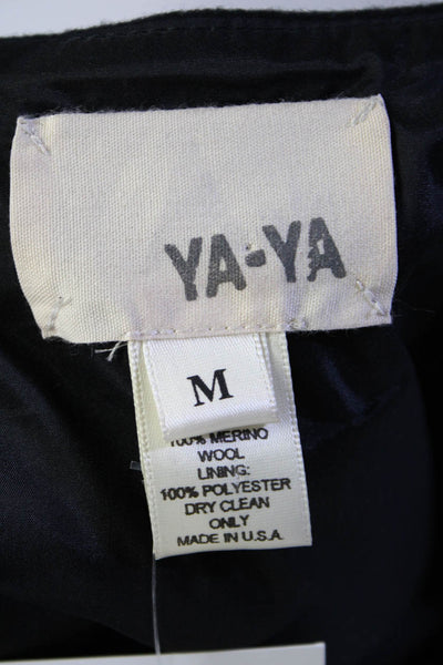 YaYa Womens Side Zip Faux Suede Trim Lace Trim Skirt Black Wool Size Medium