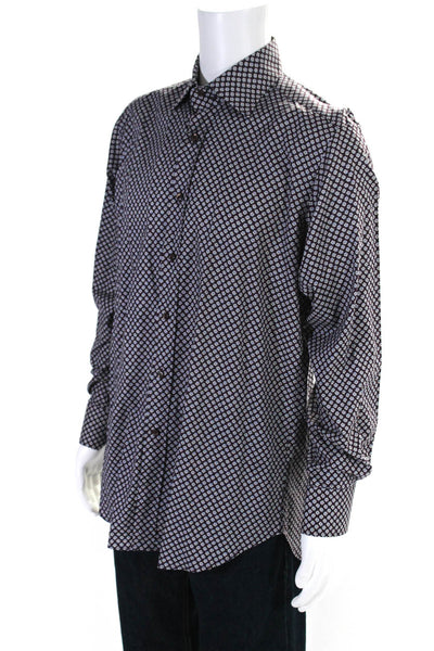 Etro Mens Purple Floral Collar Long Sleeve Button Down Dress Shirt Size 41