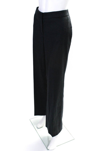 Oscar de la Renta Womens Wool Flat Front Straight Leg Trousers Gray Size 10