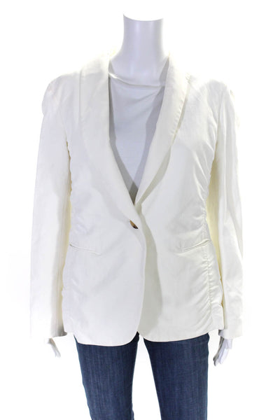 Lanvin Womens Cotton Single Breasted Shawl Collar Blazer White Size 42