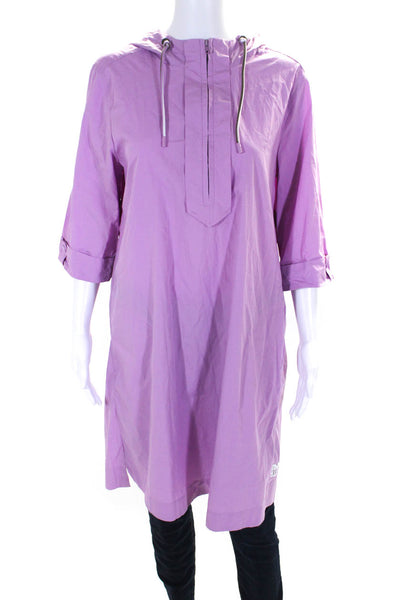 Marccain Sports Womens Long Hooded Activewear Windbreaker Purple Coat Size 2