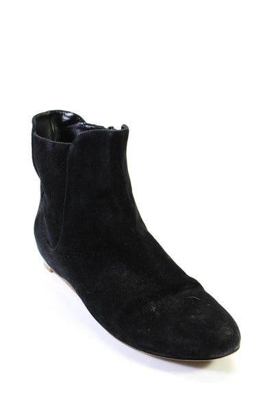 Cole Haan Women's Round Toe Zip Closure Flat Suede Ankle Boot Black Size 7.5