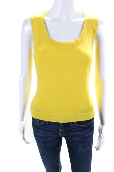 Escada Womens Bright Yellow Wool Scoop Neck Sleeveless Tank Top Size 38