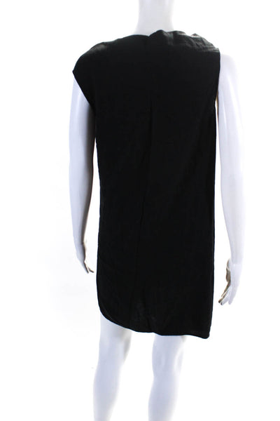 Rick Owens Womens Round Neck Layered Pullover Sleeveless Midi Dress Black Size 8