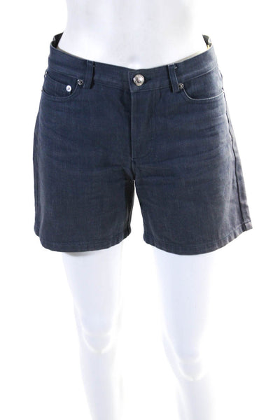 A.P.C. Womens Cotton Full Button High Rise Slip-On Casual Shorts Blue Size EUR38