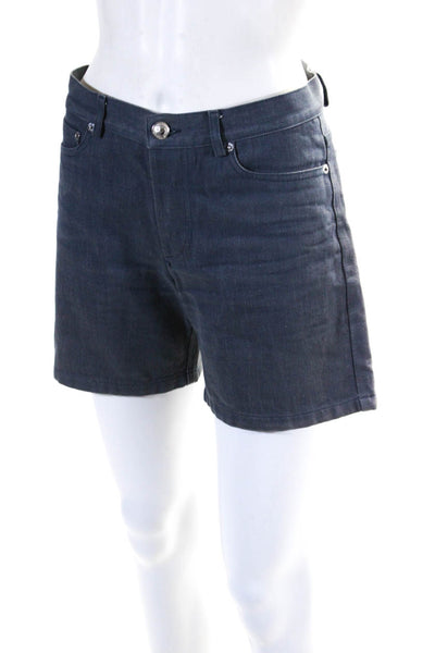 A.P.C. Womens Cotton Full Button High Rise Slip-On Casual Shorts Blue Size EUR38