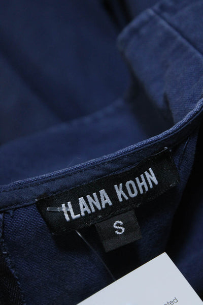Ilana Kohn Womens Navy Cotton Crew Neck Sleeveless Wide Leg Jumpsuit Size S