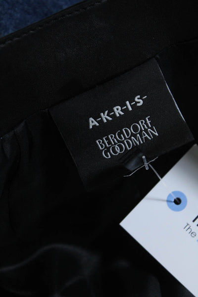 Akris Womens Long Sleeve Hook Front Soft Leather Jacket Black Size 4