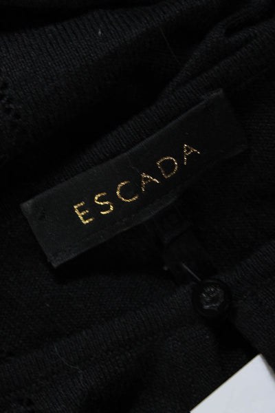 Escada Womens 3/4 Sleeve Knit Keyhole Top Blouse Black Size FR 42