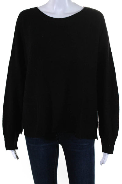 360 Cashmere Womens Oversized Scoop Neck Cashmere Sweater Black Size Large