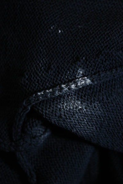 Theory Womens Front Zip Short Sleeve Ribbed Mock Neck Jacket Navy Size Large